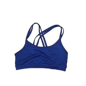 Rubber Doll Womens Royal Blue Strappy Cross Back Wireless Sports Bra Small
